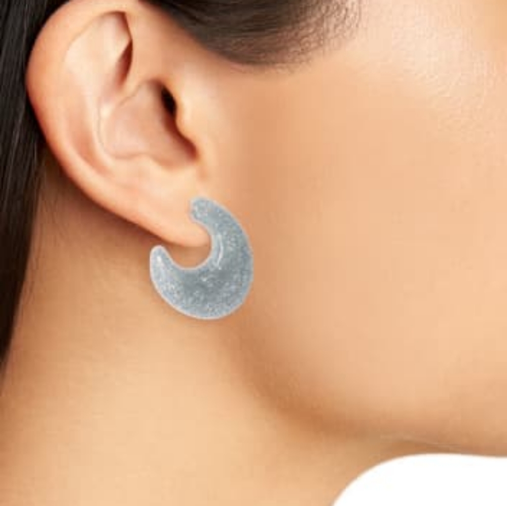 NEW Kate Spade Glitter Huggie Earrings in Silver - Picture 3 of 6